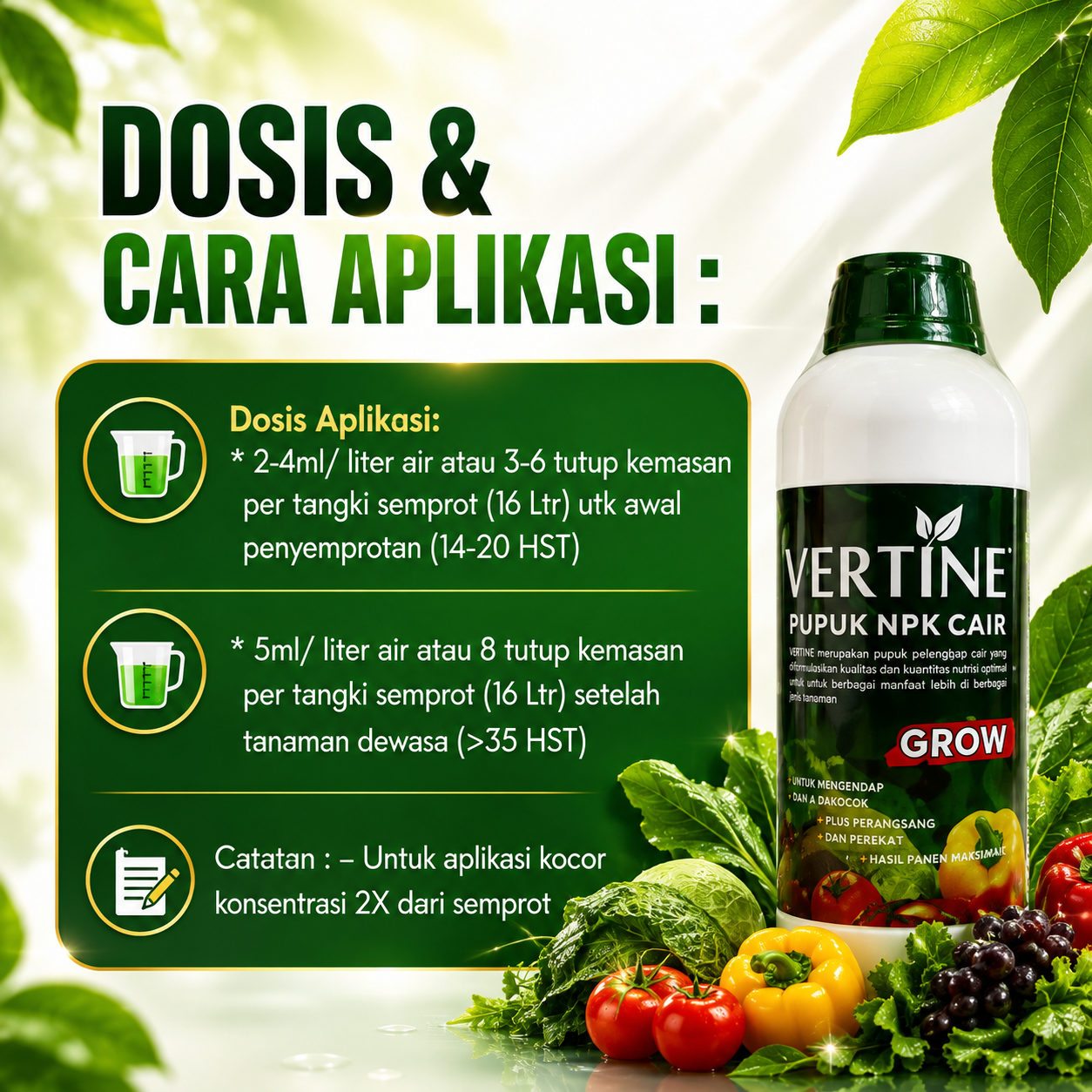 Pupuk NPK Cair Vertine Grow 1 Liter Untuk Pertumbuhan Tanaman - Gambar 3