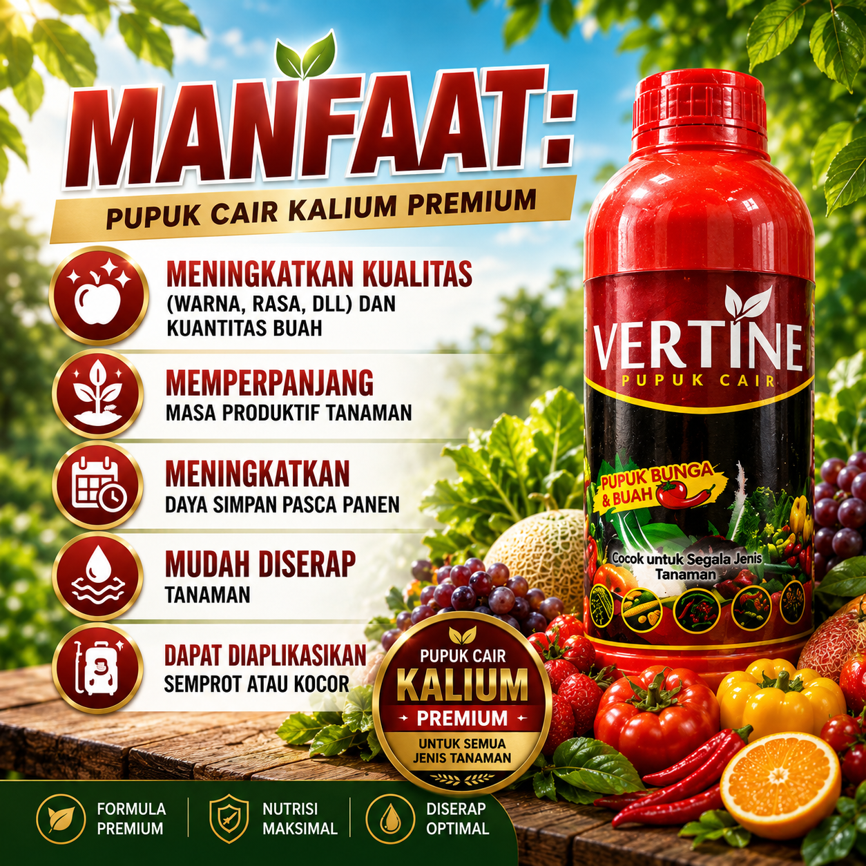 Pupuk Kalium Booster Pembesar Dan Pelebat Buah dan Umbi "Verti-K" 1000ml - Gambar 2