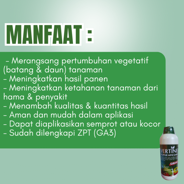 Pupuk NPK Cair Vertine Grow 1 Liter Untuk Pertumbuhan Tanaman - Gambar 2