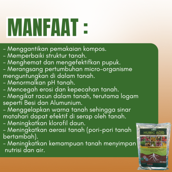HUMIC ACID Asam Humat 1 kg, Pupuk Lahan Rusak Humic Acid Penyubur Tanah, Pupuk Pembenah Tanah Tanaman - Gambar 2