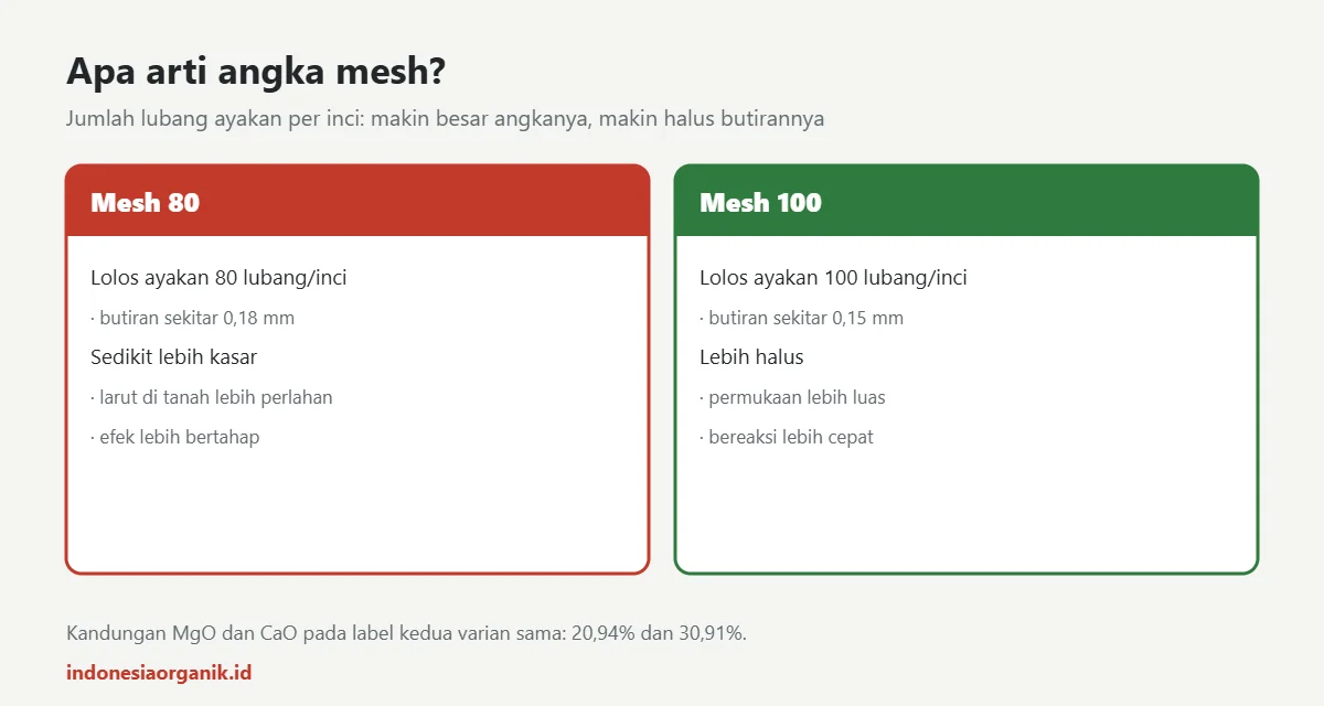 Arti angka mesh 80 dan mesh 100 pada dolomit