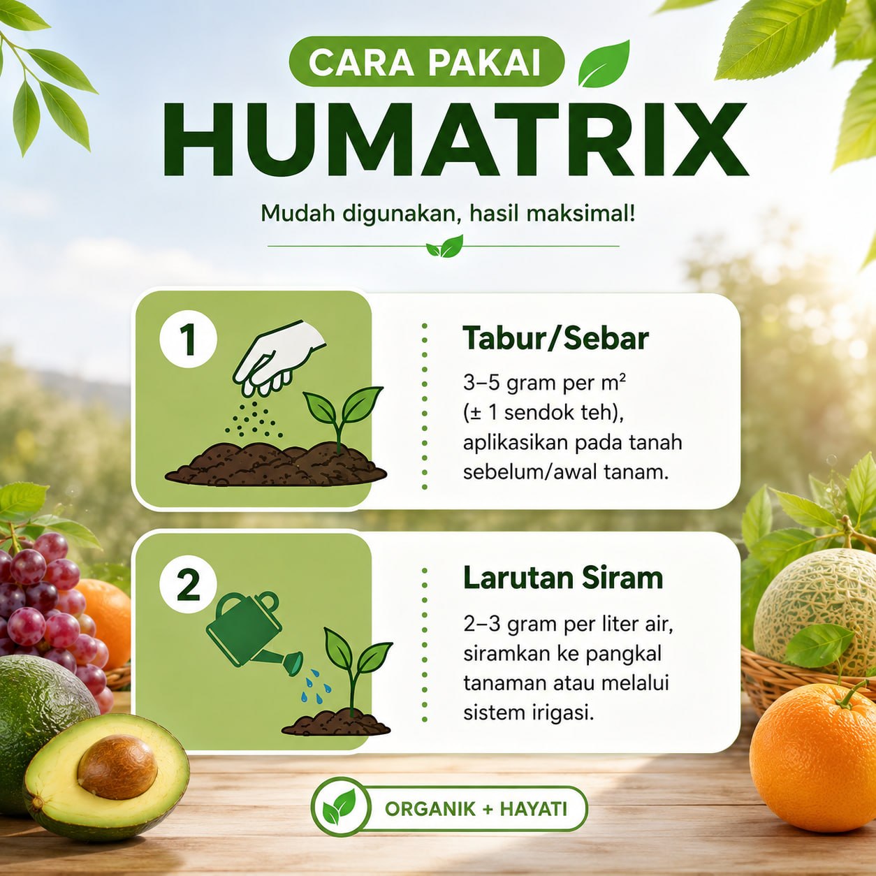 HUMATRIX buah serbuk organik PLUS ASAM HUMAT, Pupuk anti rontok bunga dan buah durian bebas penyakit tanaman - Gambar 3